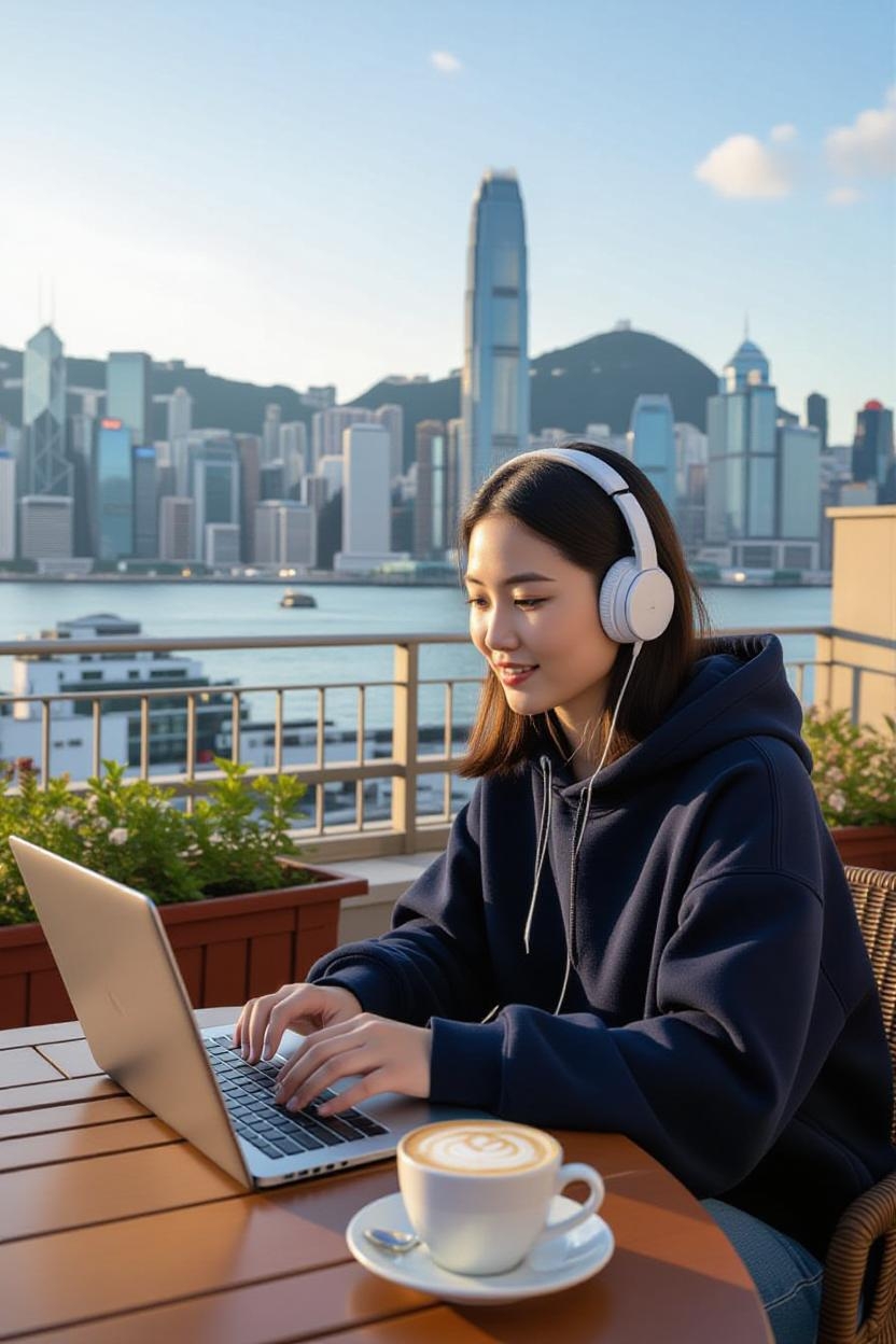 a woman taking language proficiency assessment online